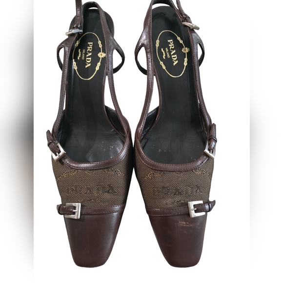 Authentic Vintage Prada Slingback Heels Size 36.5 - Picture 2 of 12